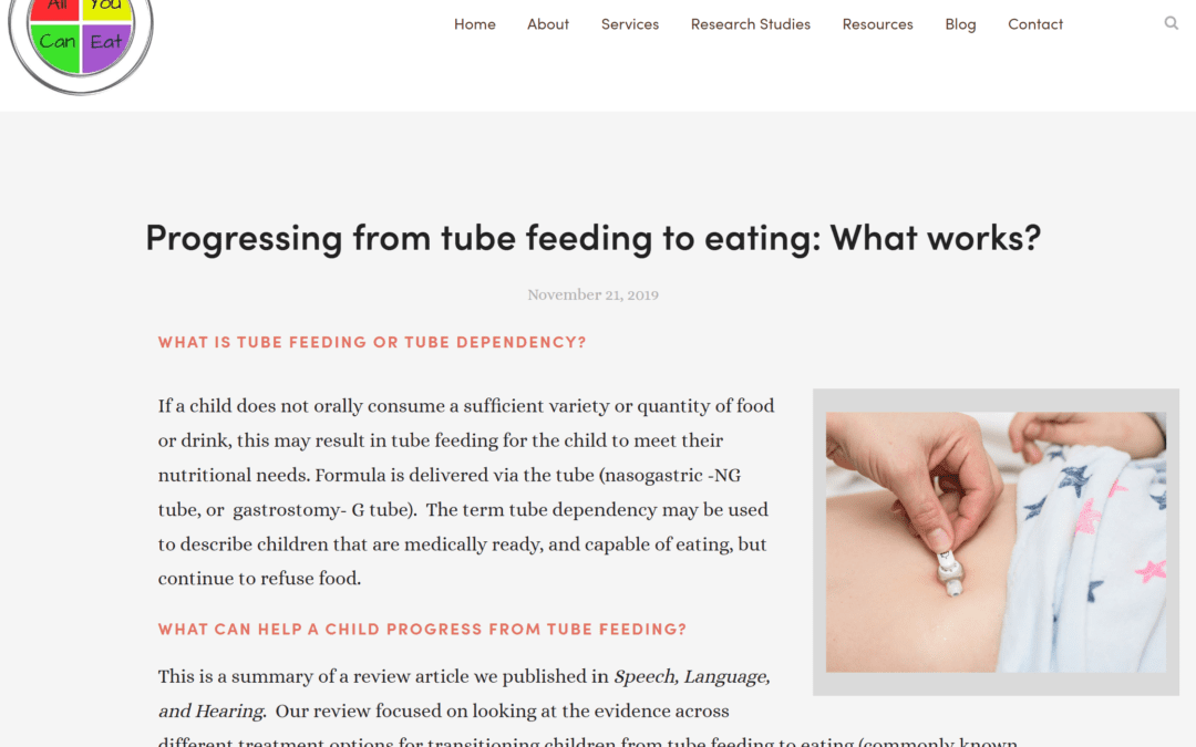 Progressing from tube feeding to eating (i.e., tube weaning) with paediatric feeding therapy: What works? by Dr. Sarah Ann Taylor